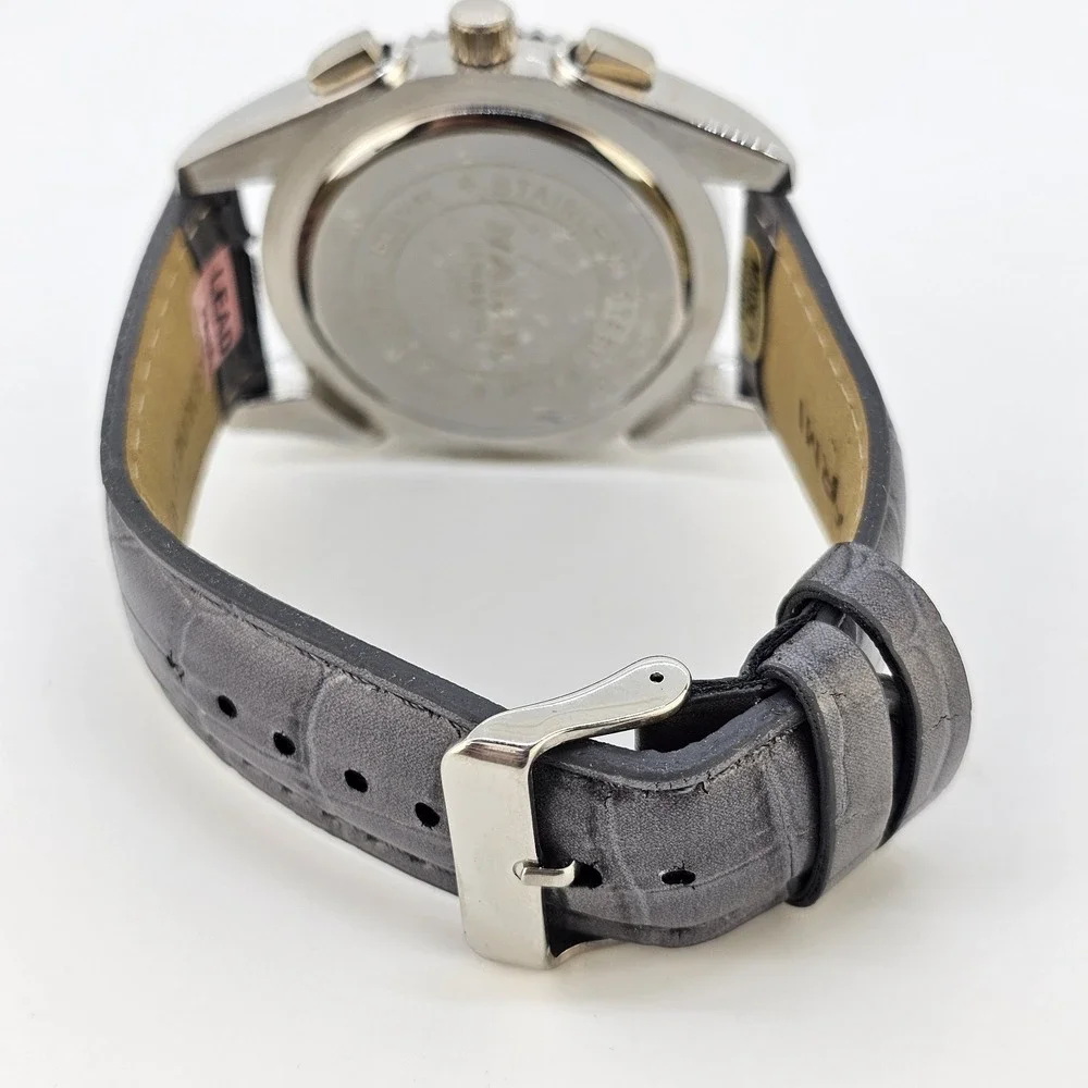 Narmi Unisex Analog Watch 45MM Dark Gray Dial Faux Leather Bands New Battery‎